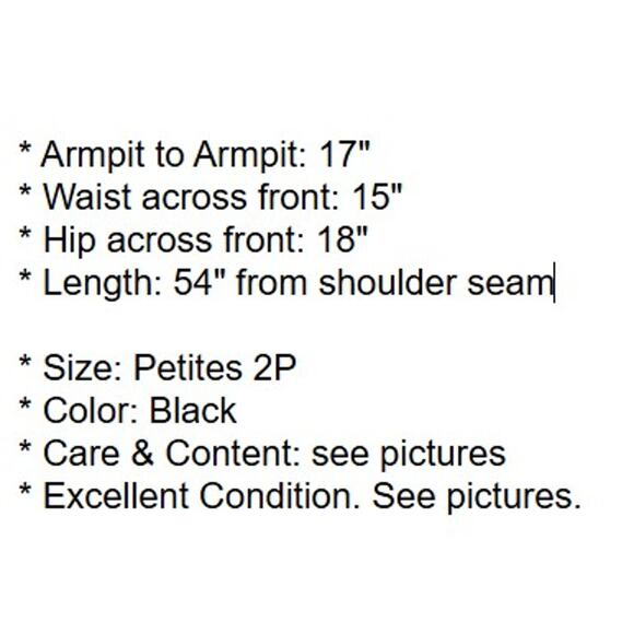 Betsy and Adam Dress Petites 2P Black Slit Sleeve Stretch Knit Rhinestones Long - Picture 4 of 16